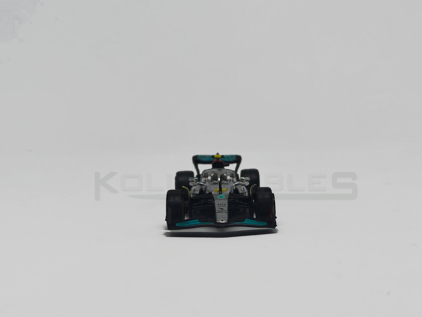 front view of Mercedes Benz - AMG F1 W13E Performance Belgian Grand Prix 2022 1:64 scale model car by Tarmac Works