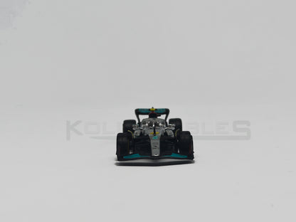 front view of Mercedes Benz - AMG F1 W13E Performance Belgian Grand Prix 2022 1:64 scale model car by Tarmac Works