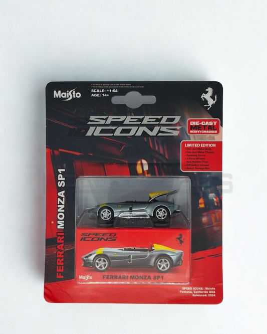 Speed Icons - Ferrari Monza SP1 Silver 1:64 scale model car - Maisto