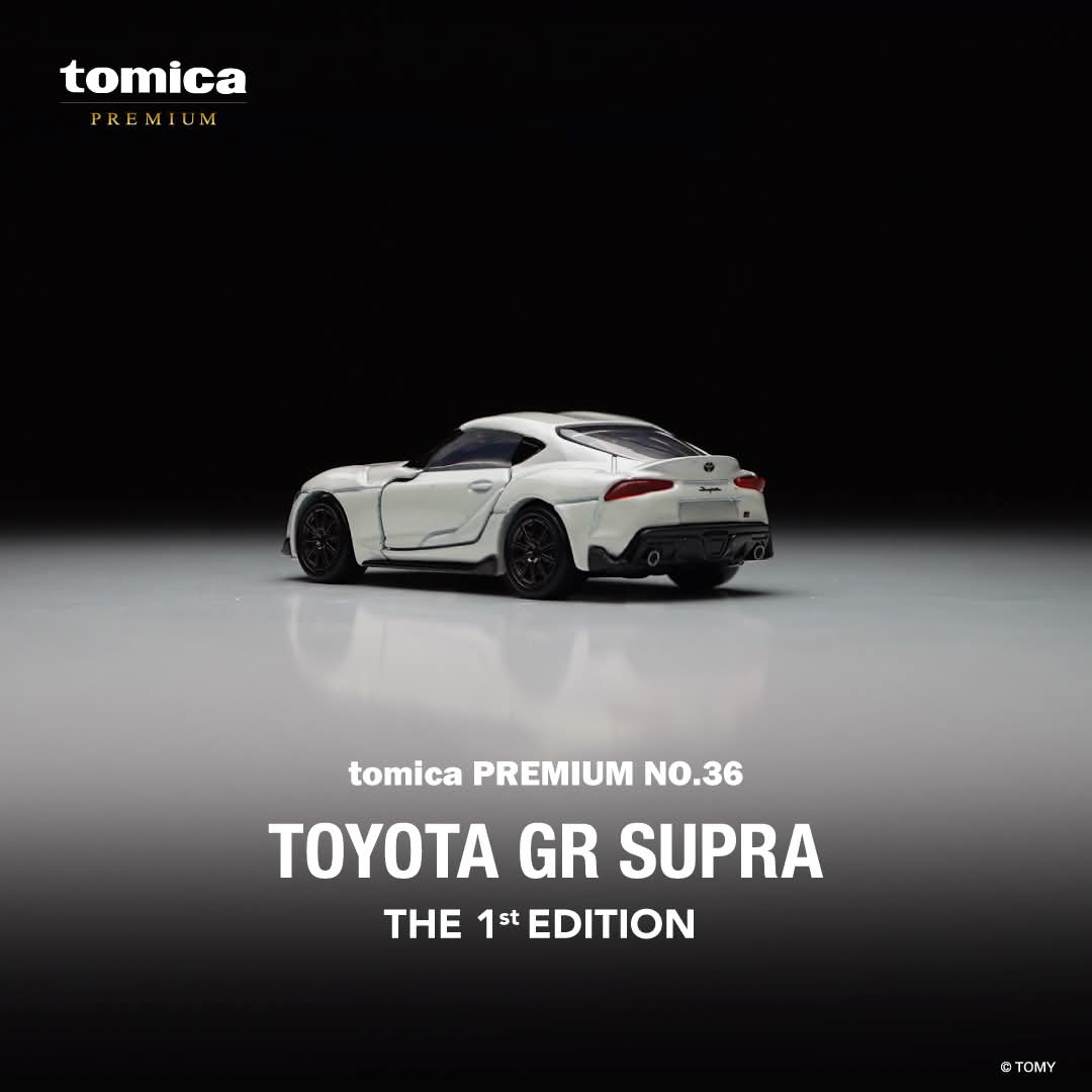 Toyota GR Supra white 1:64 scale model car - Tomica premium