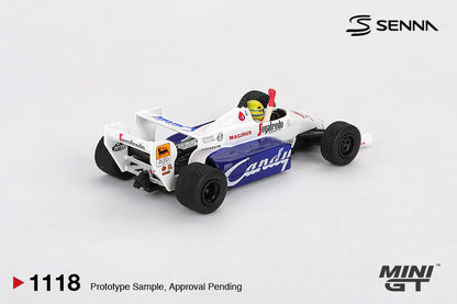 Mini GT 1:64 Toleman TG184 #19 Ayrton Senna 1984 Monaco Grand Prix diecast model view 2