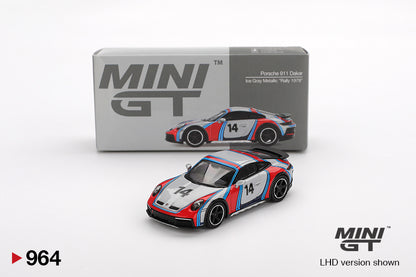 Porsche 911 Dakar Ice Grey Metallic "Rally 1978" 1:64 scale model car - Mini GT