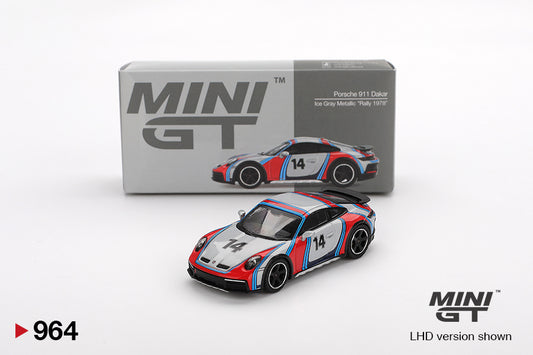 Porsche 911 Dakar Ice Grey Metallic "Rally 1978" 1:64 scale model car - Mini GT