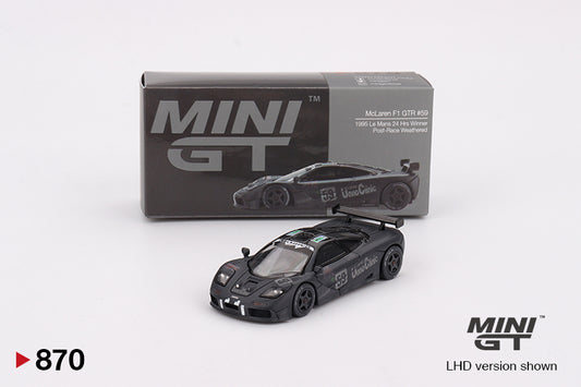 McLaren F1 GTR #59 1995 Le Mans 24Hr Winner Post-Race Weathered 1:64 scale model car - Mini GT Mini GT