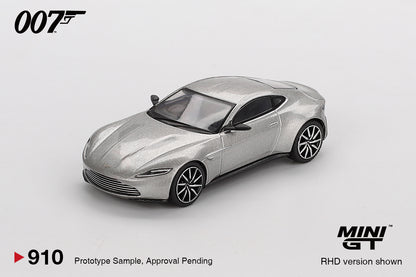 FRONT PERSPECTIVE VIEW OF Aston Martin DB10 “Spectre” blister pack 1:64 scale model car - Mini GT