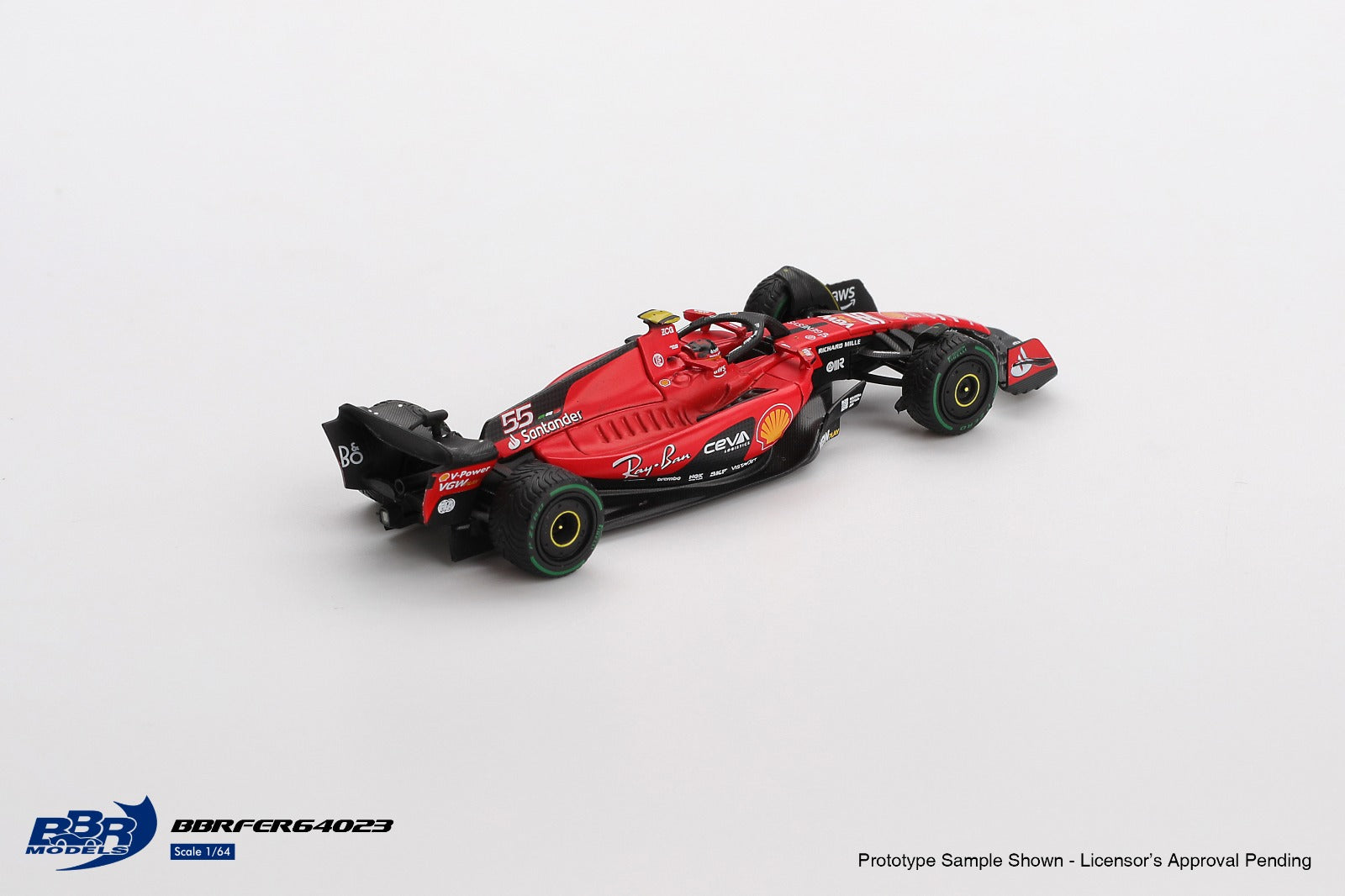 Ferrari SF-23 #16 C. Sainz 2023 Monaco GP 1:64 scale model car - rear view