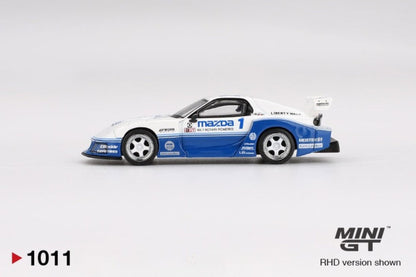 side view of MAZDA RX-7 LB-Super Silhouette IMSA 1:64 scale model car - Mini GT