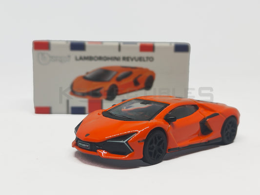 box Lamborghini Revuelto Orange 1:64 scale model car - Bburago
