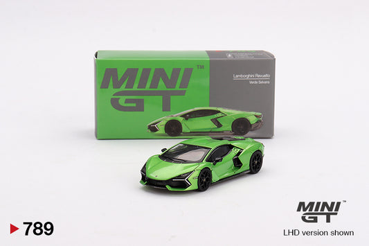 Lamborghini Revuelto Verde Selvans 1:64 scale model car - Mini GT