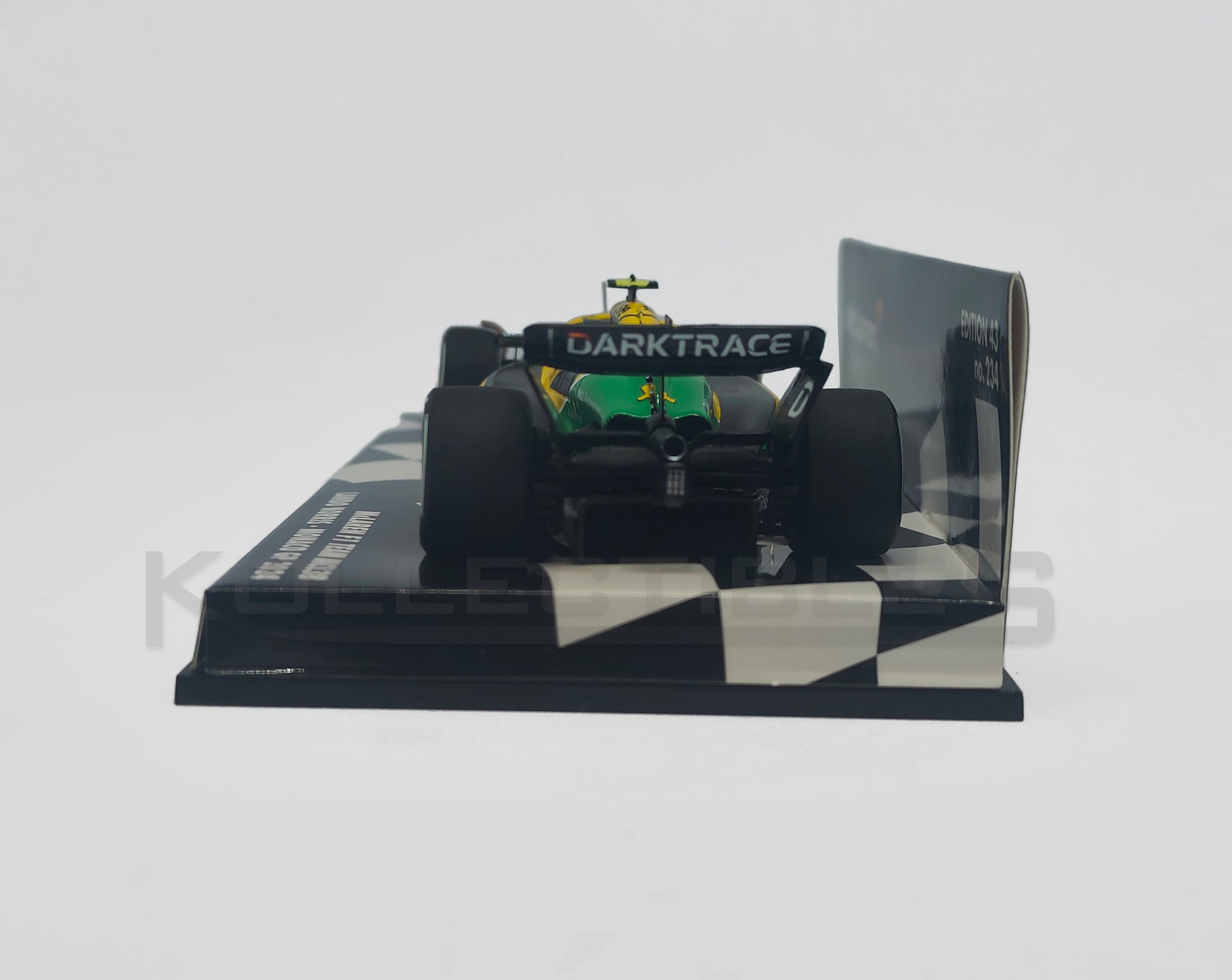 back Perspective view of Mclaren Formula 1 Team MCL38 -2024 1:43 Scale model car by Minichamps