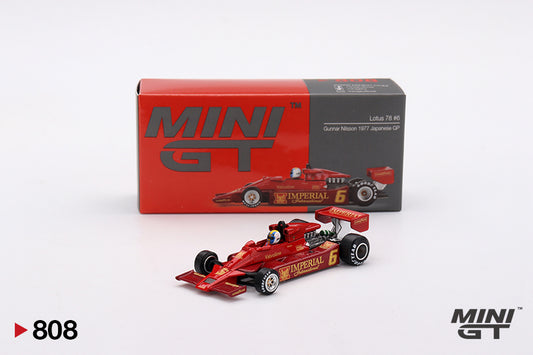 box of Lotus 78 #6 Gunnar Nilsson 1977 Japanese GP 1:64 scale model car - Mini GT
