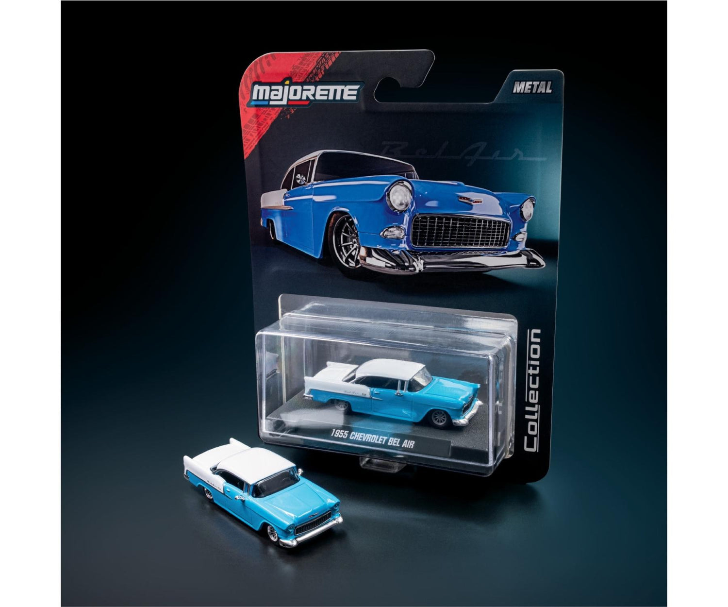 1955 Chevrolet Bel Air Blue 1:64 Scale Model Car – Majorette Premium (Product Code: 8505001001)