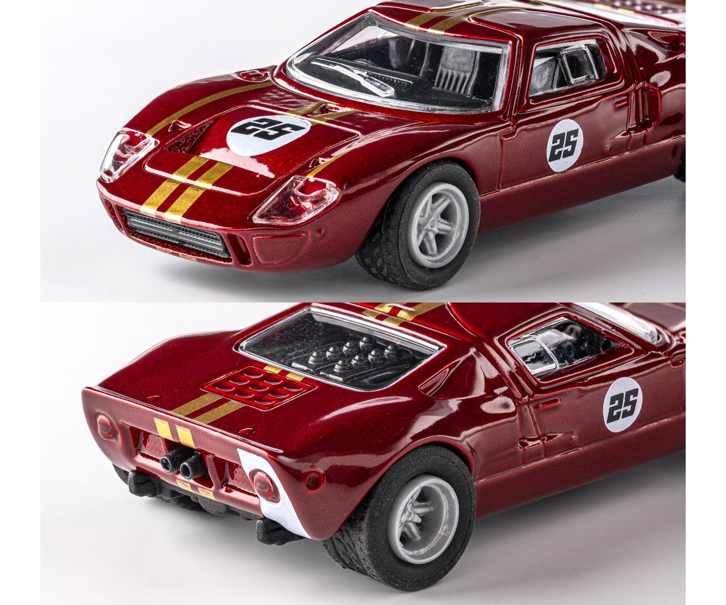 Red race car model with number 25 on a white background