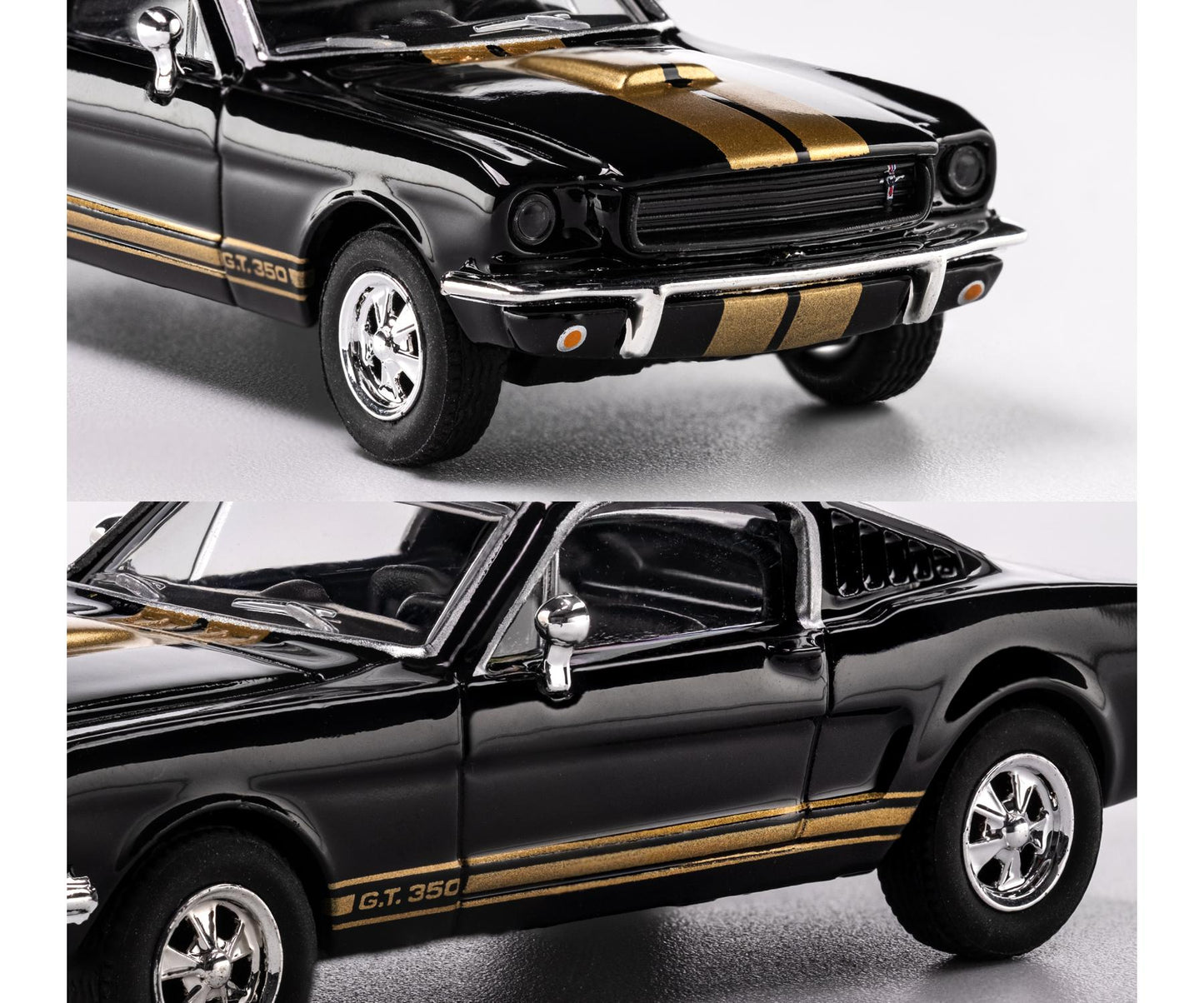 front and back perspective view of 1965 Shelby GT350 1:64 Scale Model Car – Majorette Premium (Product Code: 8505001014)