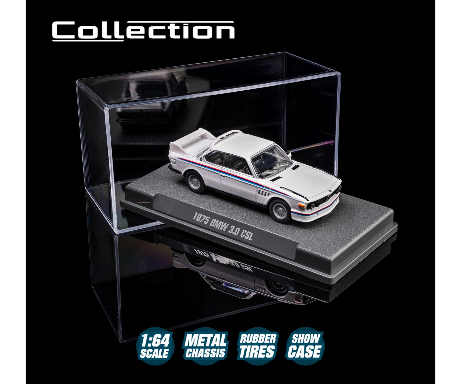 Acrylic case open 1975 BMW 3.0 CSL 1:64 scale model car- Majorette