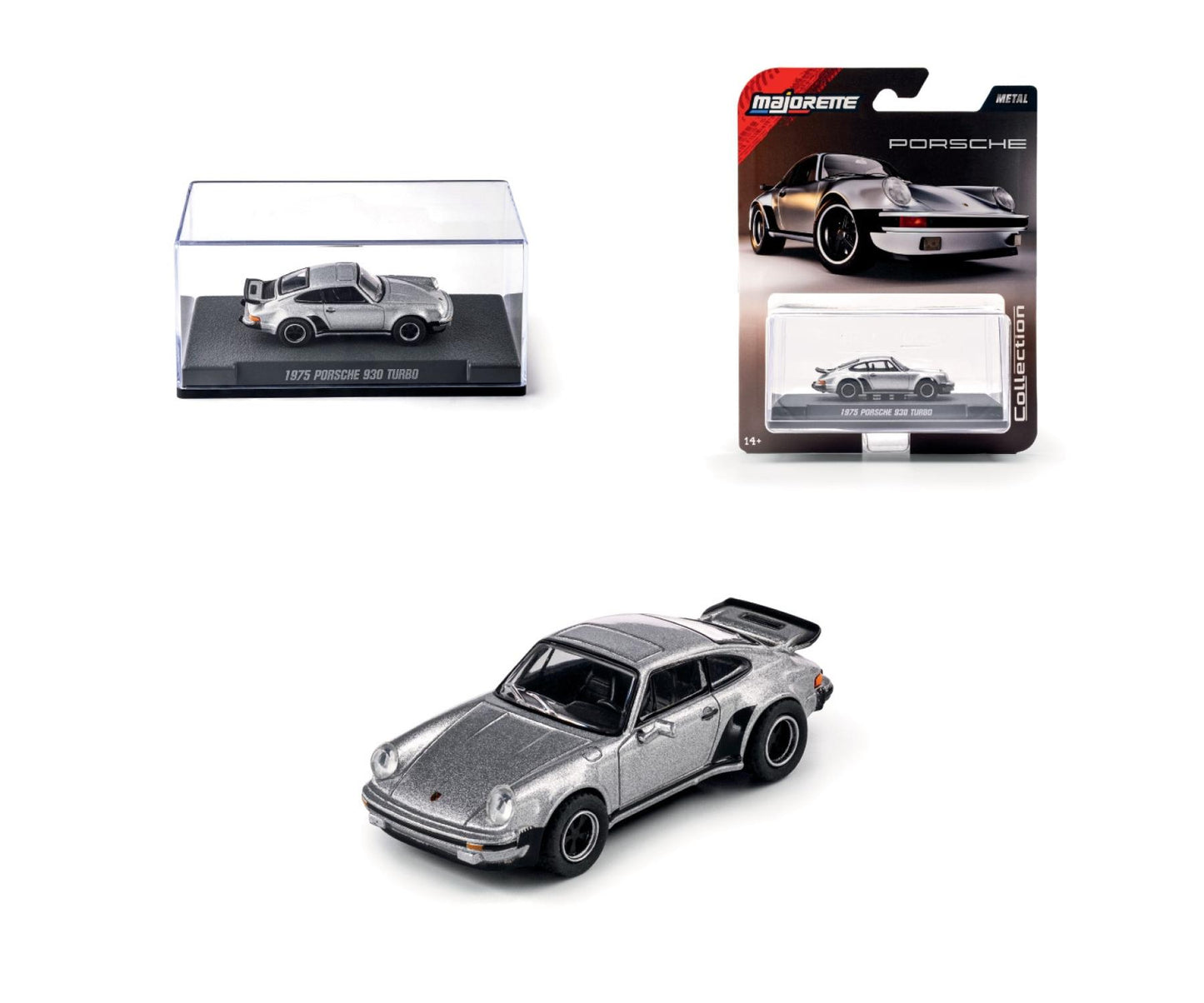 1975 Porsche 930 Turbo silver 1:64 scale model car - Majorette Premium