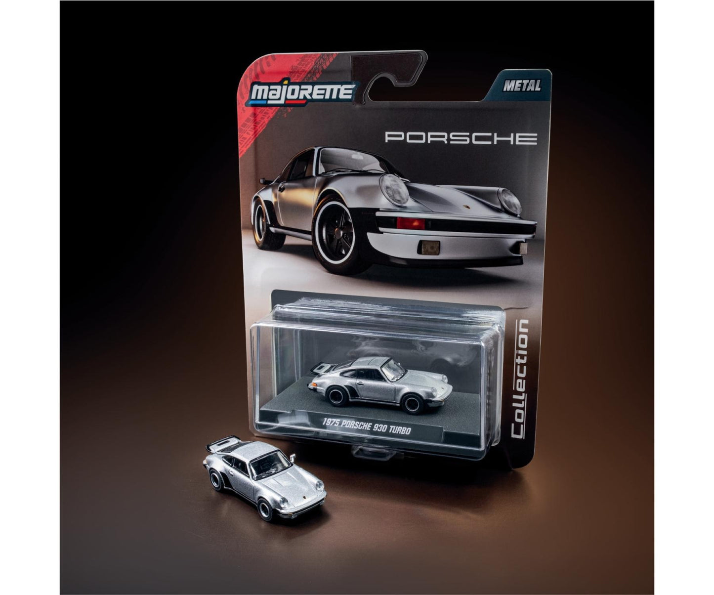 1975 Porsche 930 Turbo silver 1:64 scale model car - Majorette Premium
