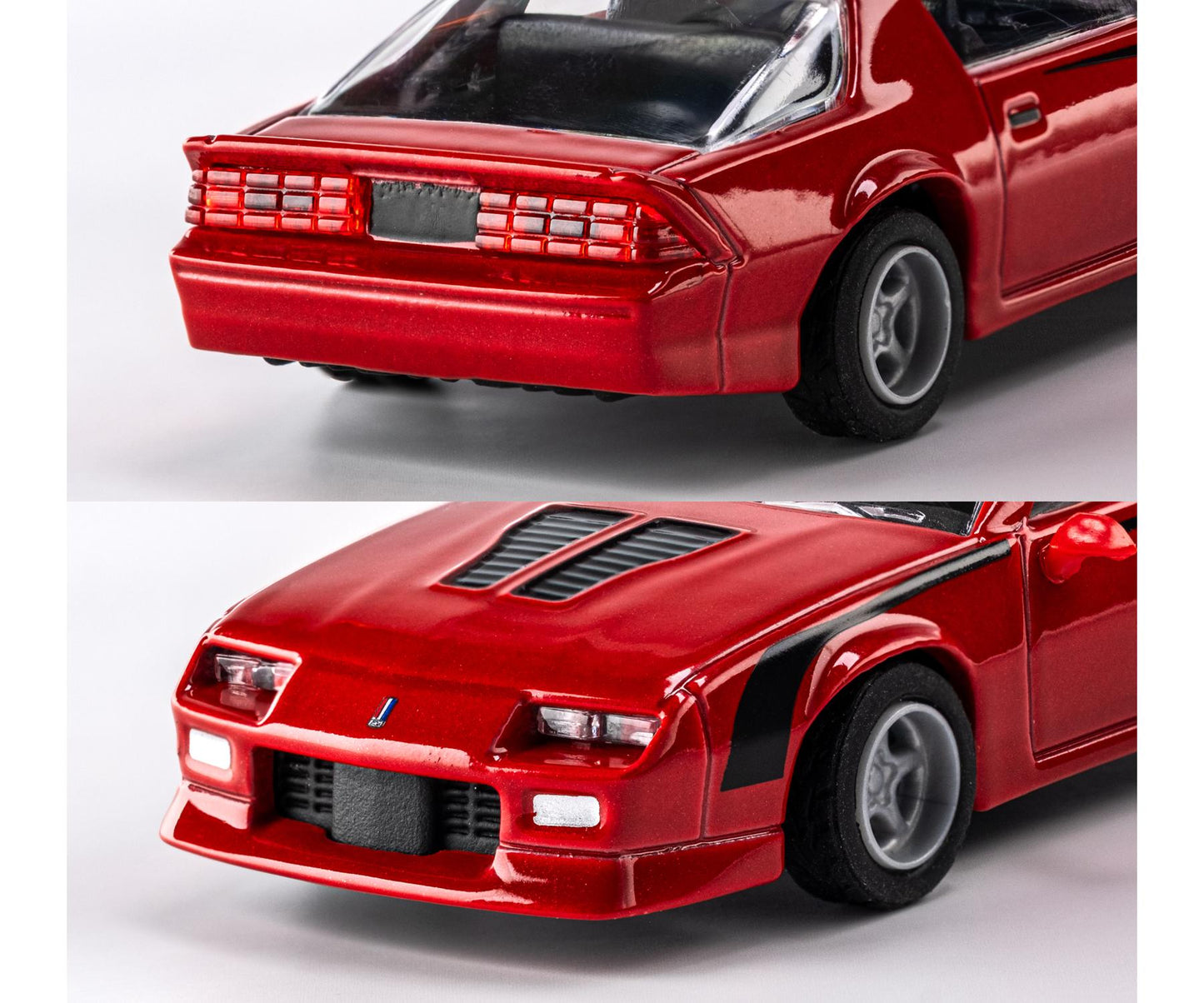 Red car model shown from a top-down and side angle on a light gray background
