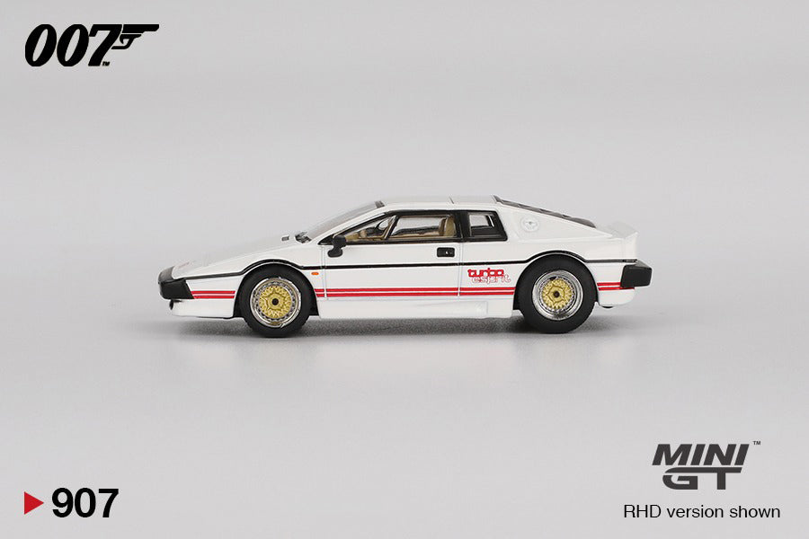 side view of Lotus ESPRIT Tubro For your Eyes Only 1:64 scale model car - Mini GT