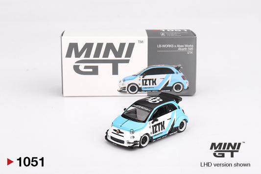 Box of Abarth 595 LB-WORKS x Abas Works IZTK 1:64 scale model car - Mini GT 