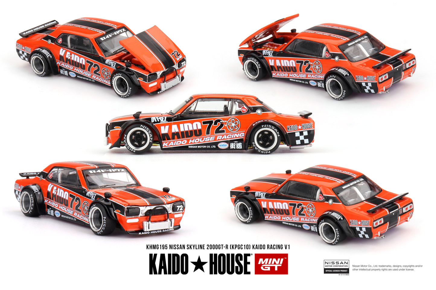 box of Nissan Skyline 2000GT-R (KPGC10) Kaido Racing V1 1:64 scale model car - KAIDOHOUSE x Mini GT