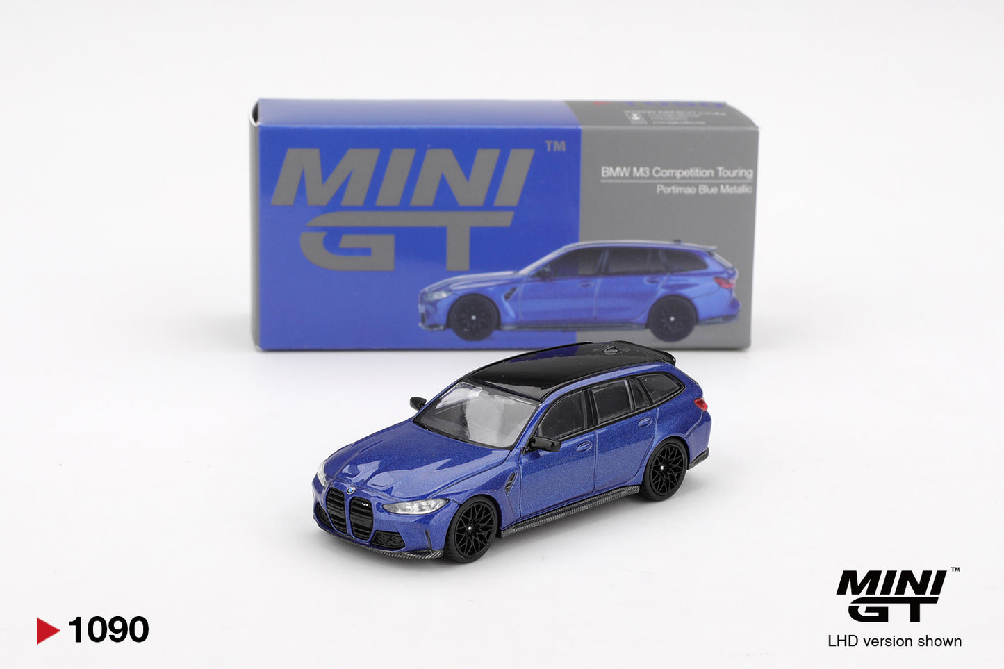 BMW M3 Competition Touring Portimao Blue Metallic 1:64 scale model car - Mini GT