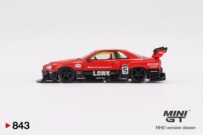 Nissan LB-ER34 Super Silhouette SKYLINE Red/Black 1:64 scale model car - Mini GT