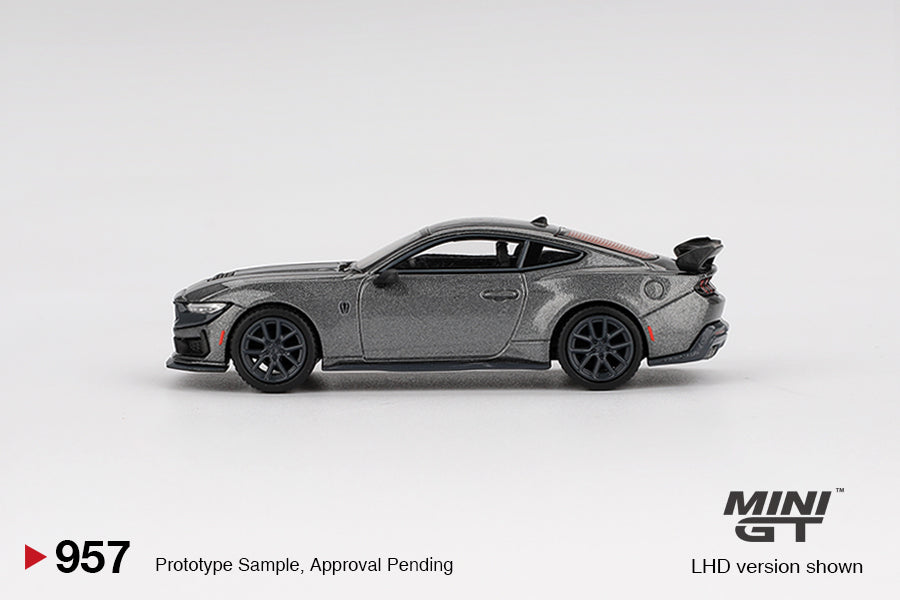 side view of Ford Mustang Dark Horse 2024 Carbonized Gray 1:64 Scale Model Car – Mini GT (Product Code: MGT00957)