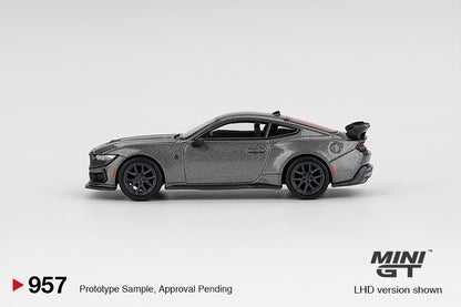side view of Ford Mustang Dark Horse 2024 Carbonized Gray 1:64 Scale Model Car – Mini GT (Product Code: MGT00957)