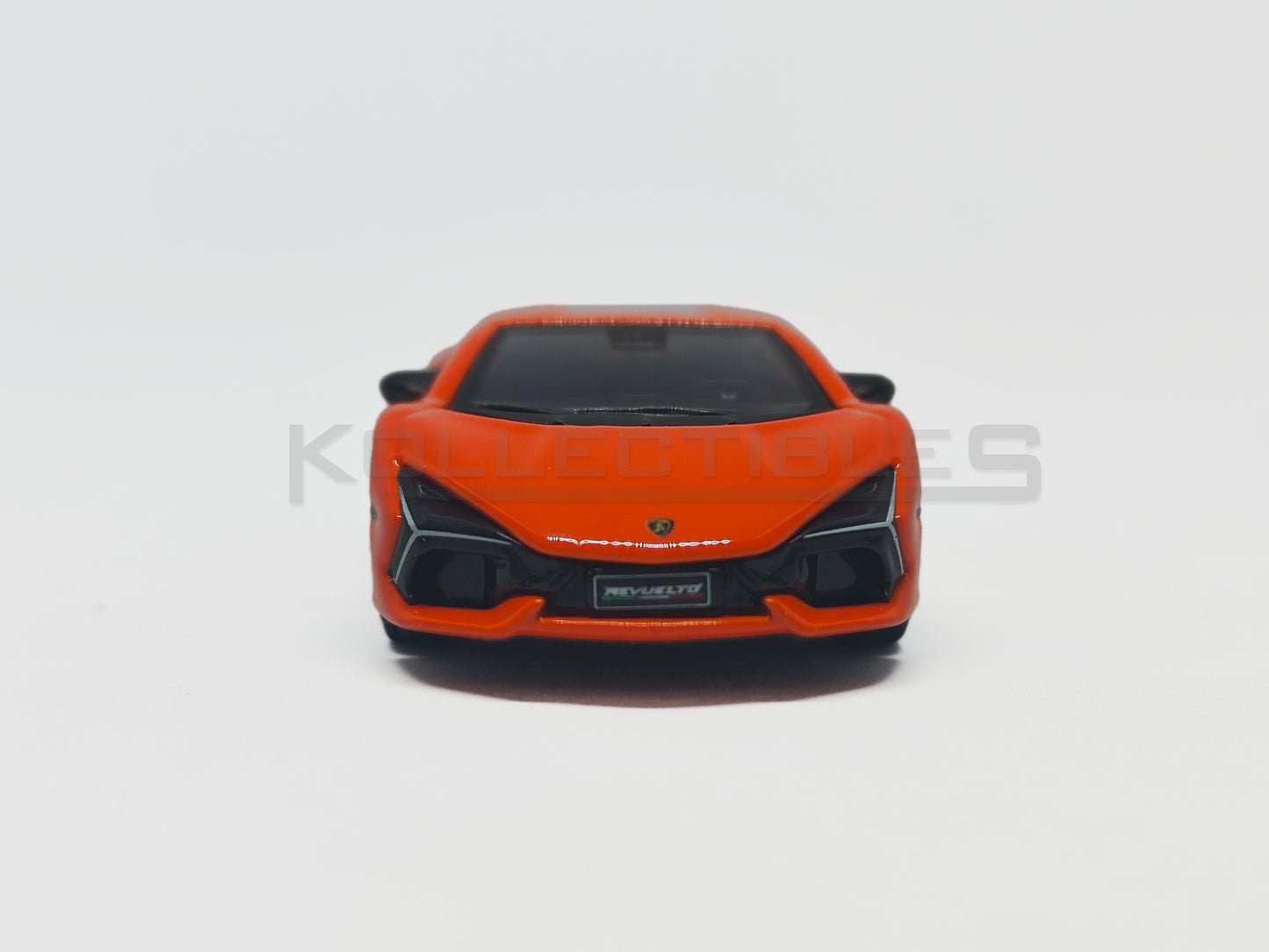 front view of Lamborghini Revuelto Orange 1:64 scale model car - Bburago