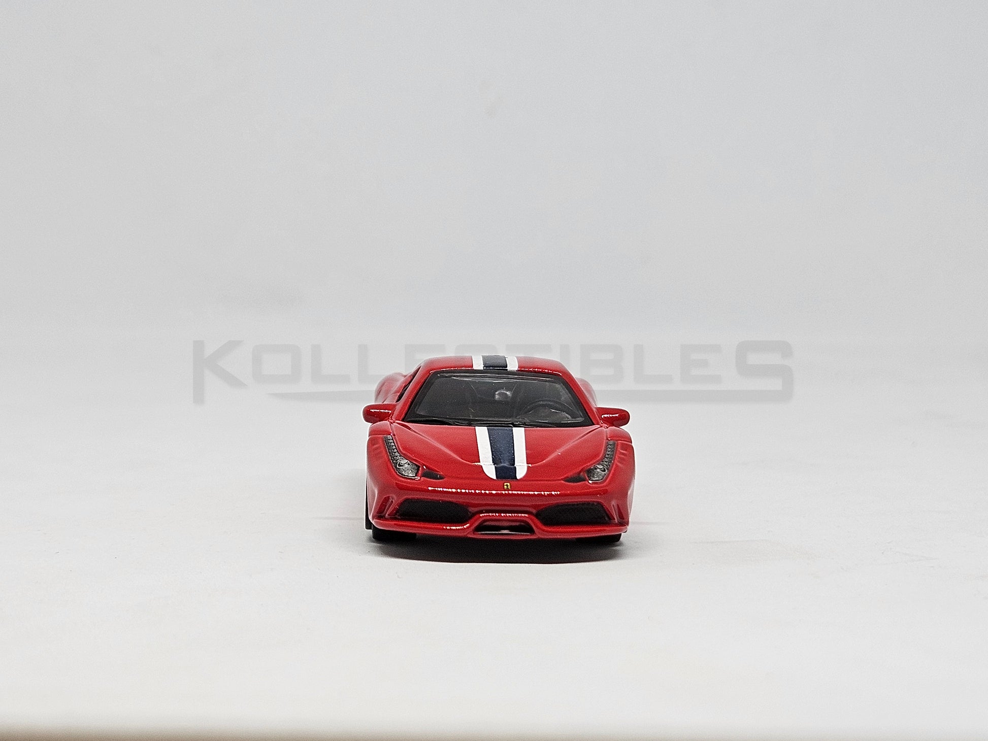 Front view of  Ferrari 458 Speciale Red 1:64 scale model car - Bburago