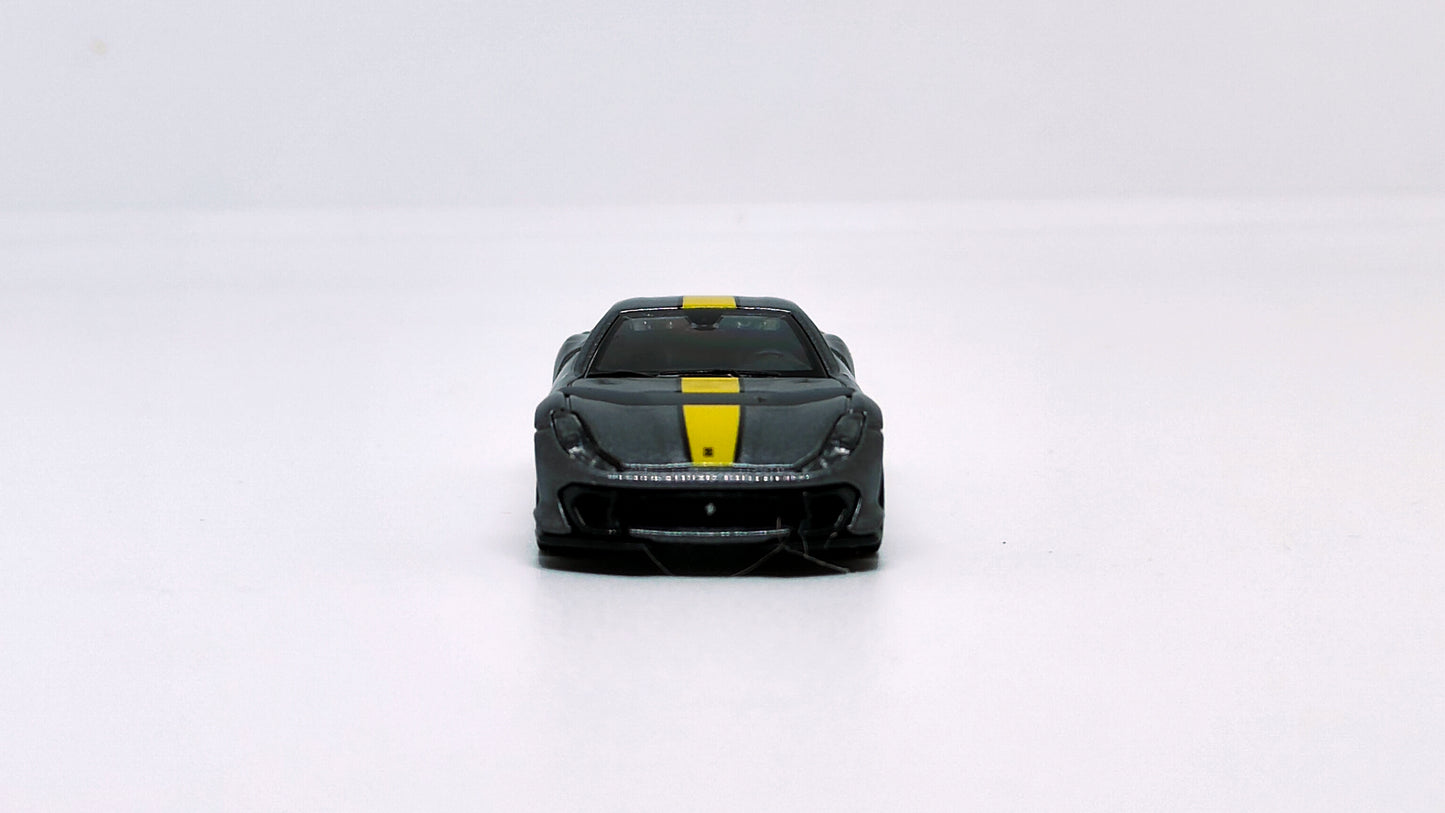 Front perspective view Ferrari 812 Competizione Grey 1:64 scale model car - Bburago