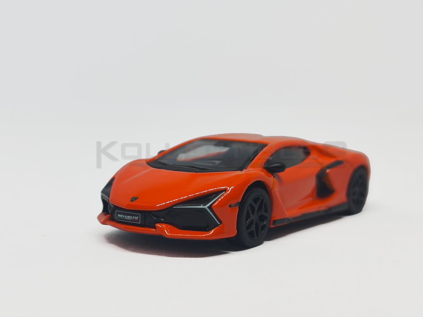 front perspective Lamborghini Revuelto Orange 1:64 scale model car - Bburago