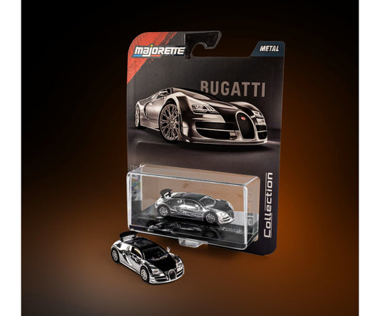 majorette collection 2005 bugatti veyron 16.4 super sport chrome 1:64 scale diecast model car in blister-card packaging