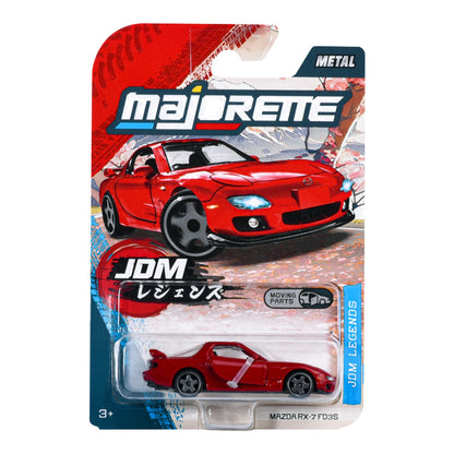 Majorette JDM Legends Mazda RX-7 FD3S red 1:64 scale diecast model car in blister-card packaging