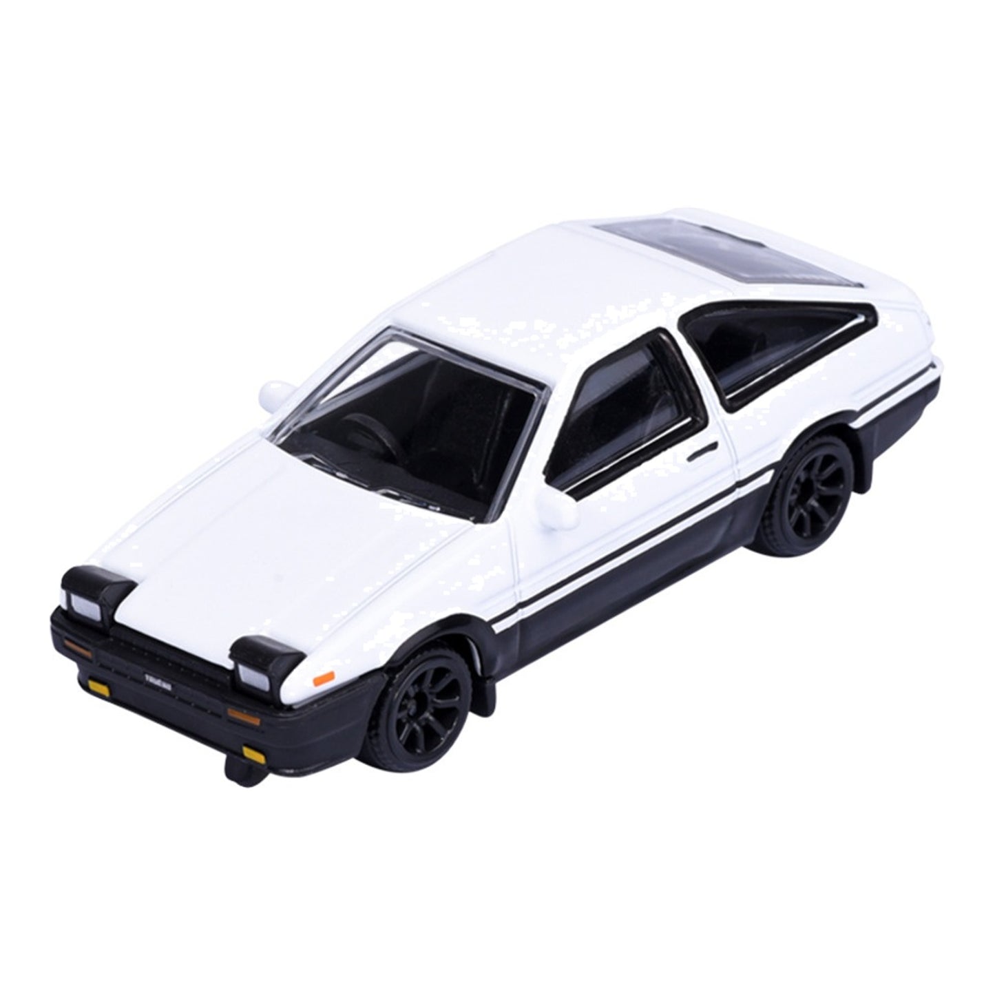 Majorette JDM Legends Toyota AE86 GT Apex white 1:64 scale diecast model car front three-quarter view, showing the black lower body band