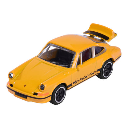 Majorette Porsche Premium Porsche 911 Carrera RS 2.7 yellow 1:64 scale diecast model car front three-quarter view