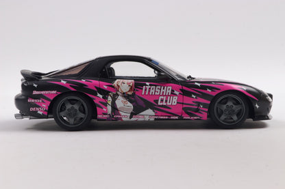 side view of Mazda RX7 FD3RS Solido works Itasha Club Pink 1999 1:18 scale model car - Solido