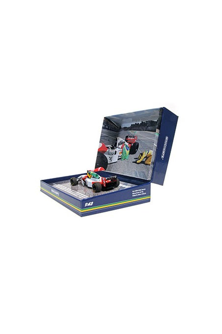 McLaren Ford MP4/8 with standing Figurine and Flag Sebastian Vettel F1 Tribute Imola 2024 1:43 scale model car - Minichamps