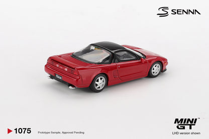 Rear view of Honda NS-X Prototype 1989 Ayrton Senna 1:64 diecast showing the rear deck and tail lights (MGT01075)