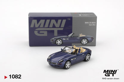 Box of BMW Z8 Alpina Alpine Blue 1:64 scale model car - Mini GT
