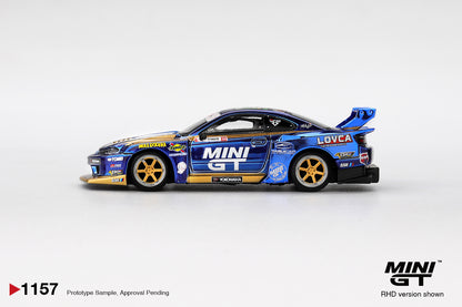 Nissan Silvia S15 LB-Super Silhouette #555 Team MINI GT Liberty Walk 2025 Formula Drift 1:64 Mini GT front perspective