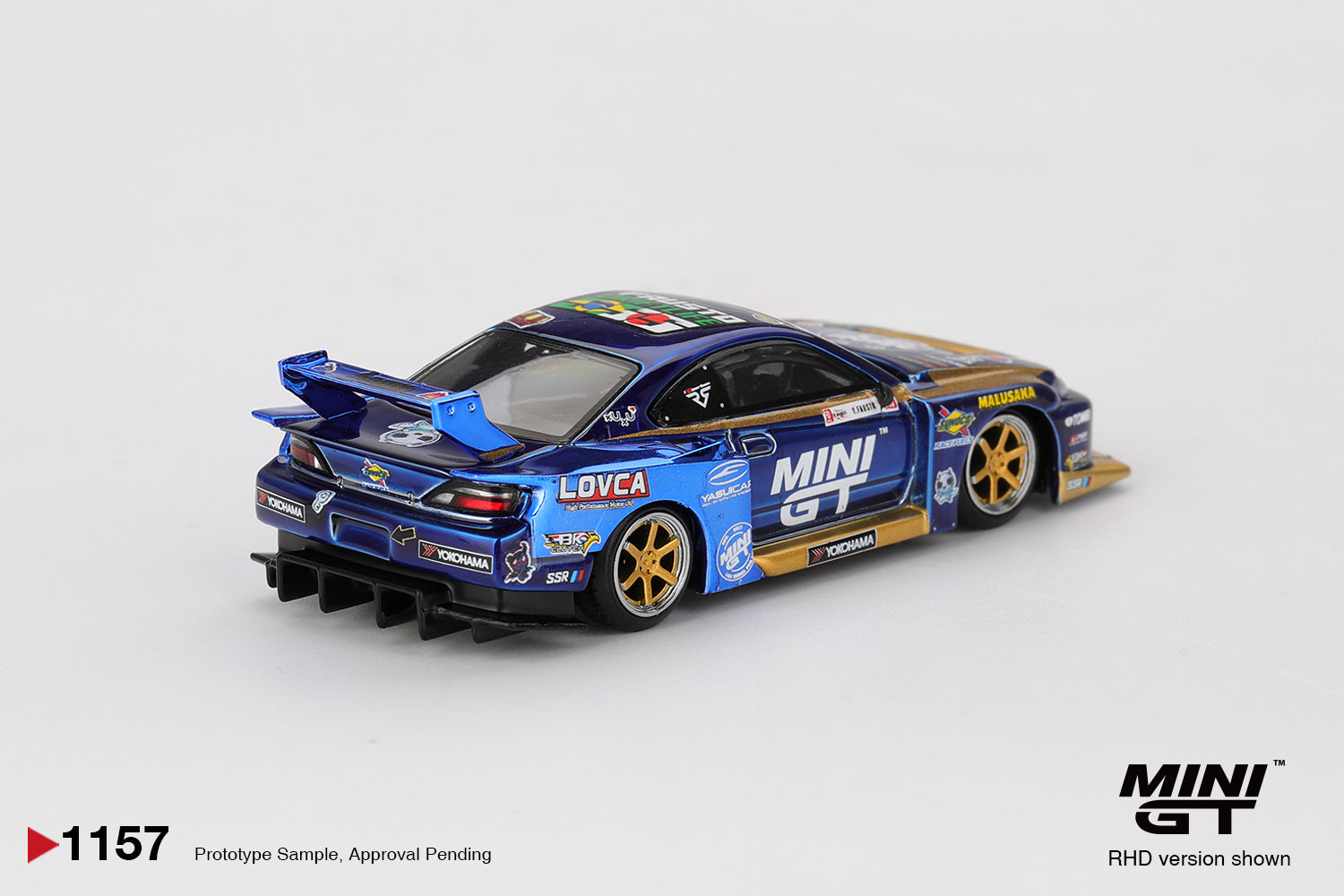 Nissan Silvia S15 LB-Super Silhouette #555 Team MINI GT Liberty Walk 2025 Formula Drift 1:64 Mini GT back perspective