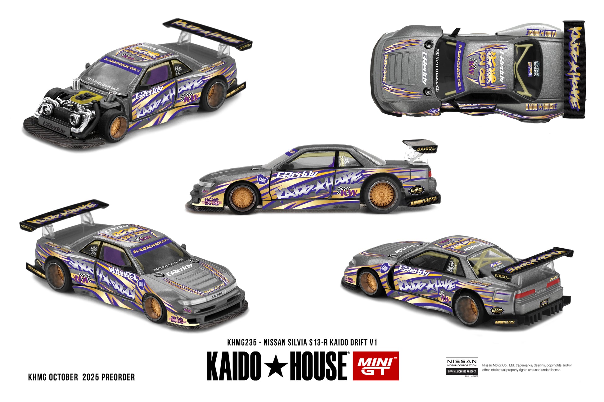 Nissan Silvia S13-R KAIDO DRIFT V1 1:64 MINI GT x Kaido House - front view