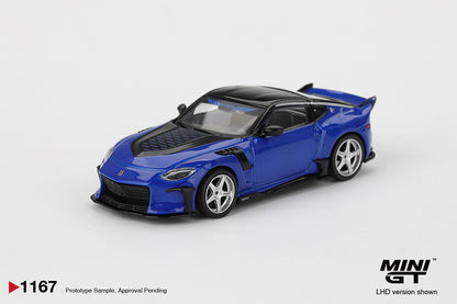 Nissan Z VeilSide FFZ400 Seiran Blue 1:64 Mini GT - rear view