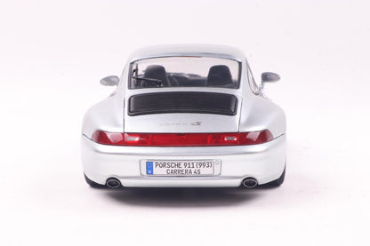 Back view of Porsche 911 (993) 4S Polar Silver 1996 1:18 scale model car - Solido