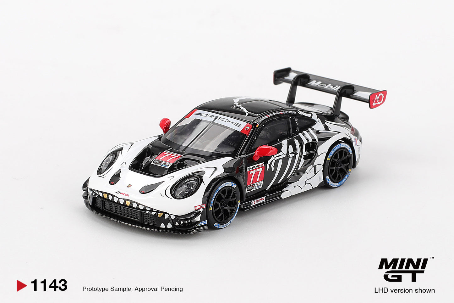 Porsche 911 GT3 R #77 AO Racing 2025 IMSA Petit Le Mans 1:64 Mini GT - front view