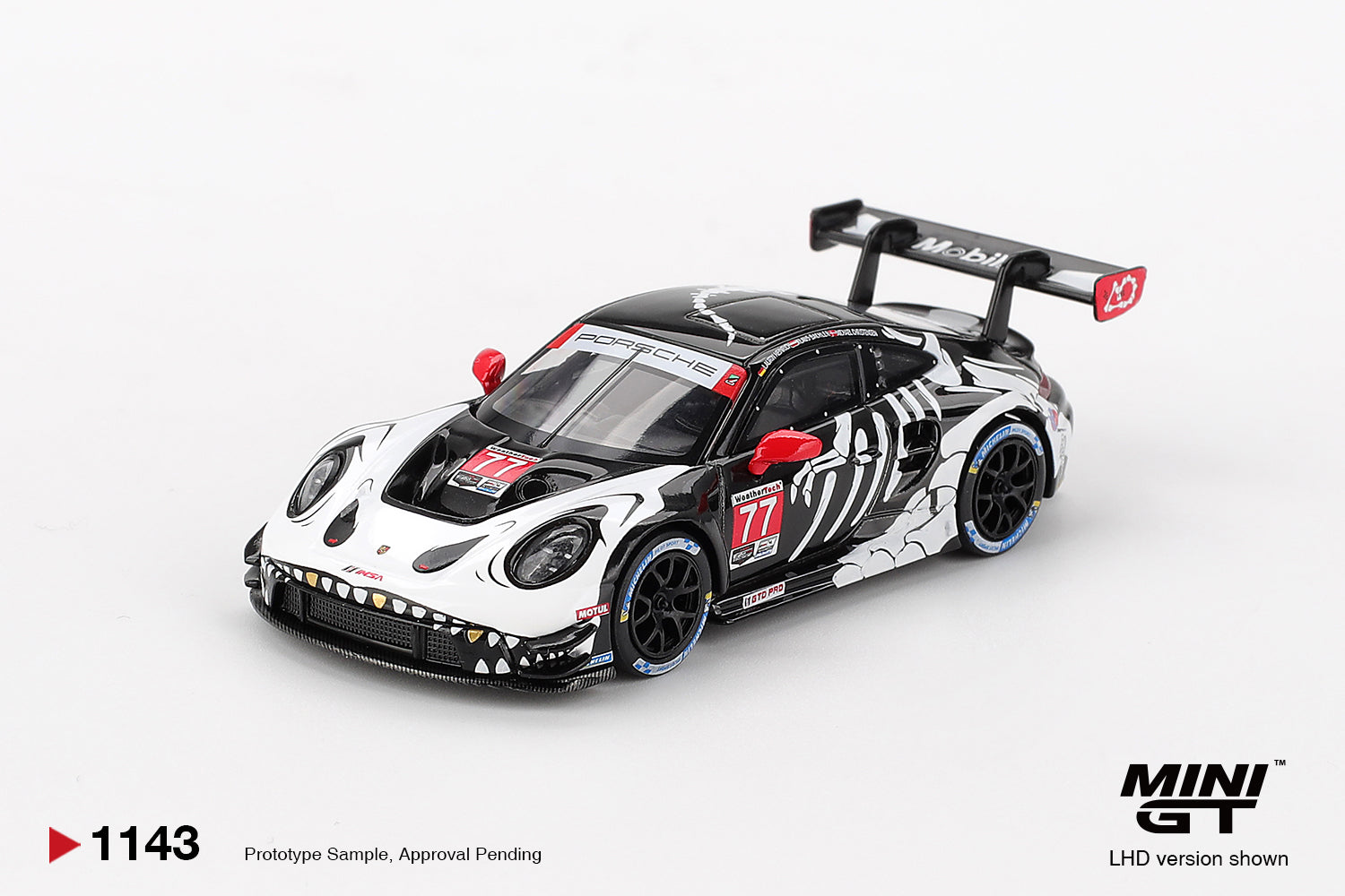 Porsche 911 GT3 R #77 AO Racing 2025 IMSA Petit Le Mans 1:64 Mini GT - front view