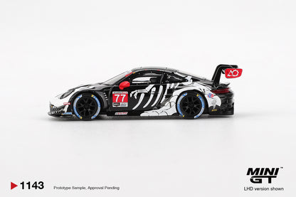 Porsche 911 GT3 R #77 AO Racing 2025 IMSA Petit Le Mans 1:64 Mini GT - side view