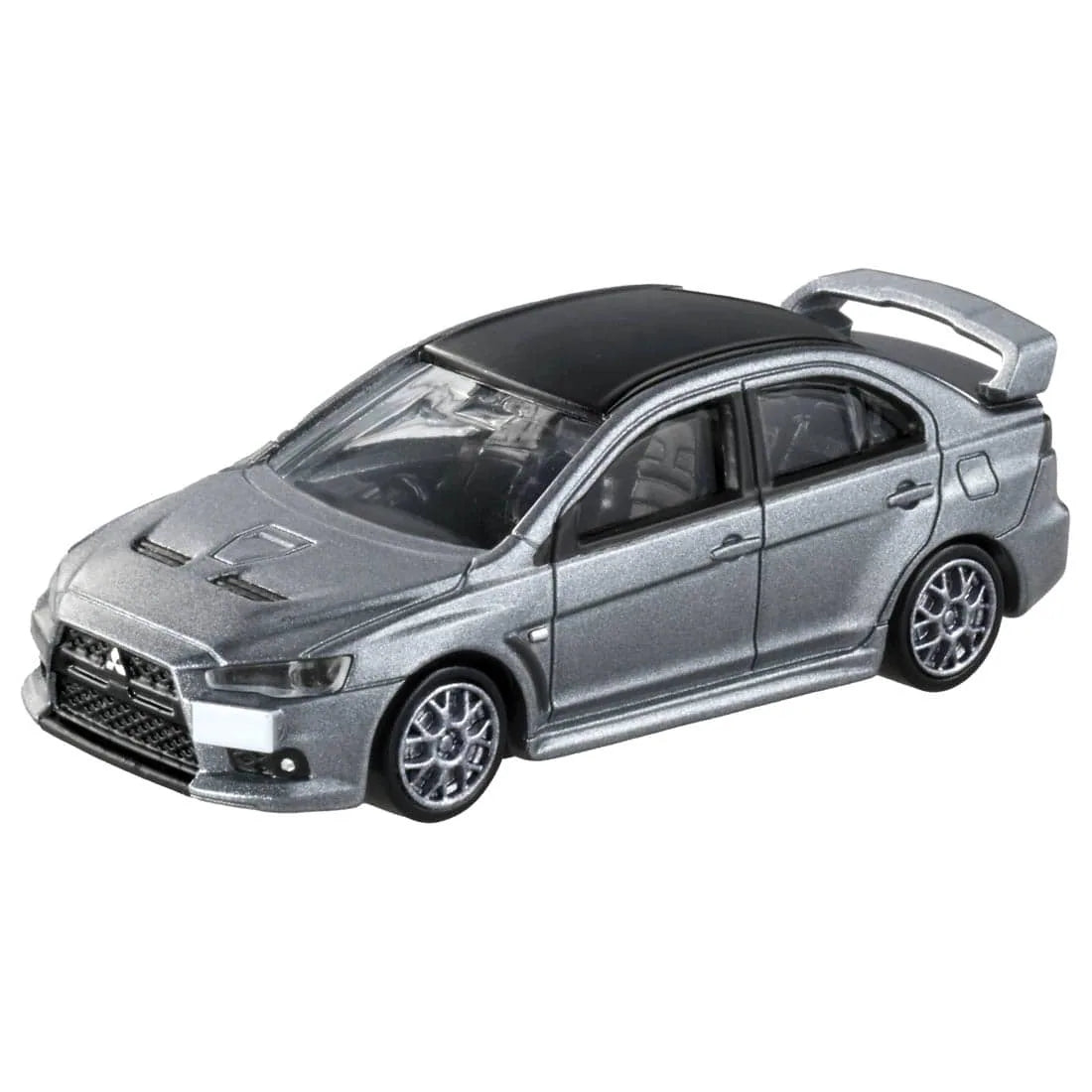 Front perspective view of MITSUBISHI LANCER EVOLUTION FINAL EDITION 1:64 scale model car - Tomica premium